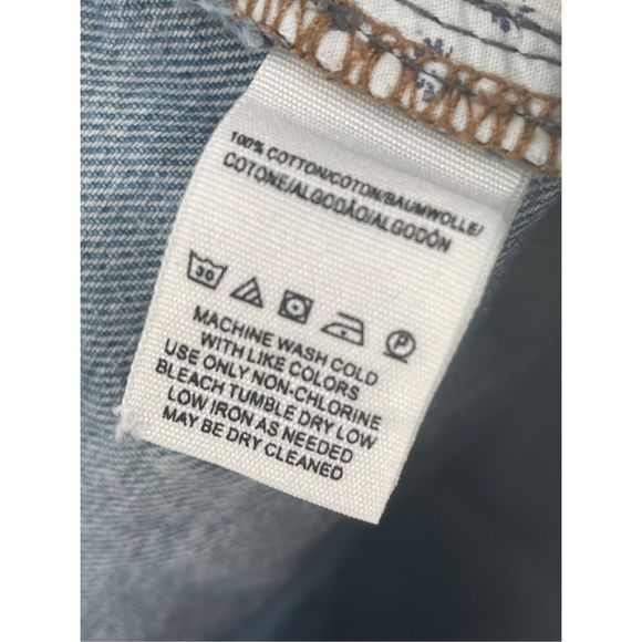 Free People Jeans Straight Leg Women Size‎ 30 Blue Distressed Raw Hem - Picture 12 of 13